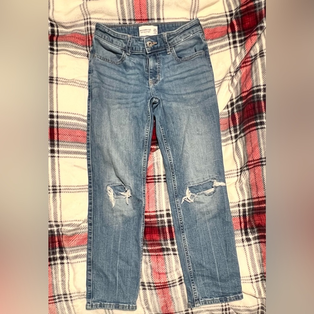 Abercrombie Kids Distressed High-Rise Straight Jeans